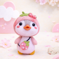아트조이 DIY 양모펠트 키트, 1세트, 핑크딸기펭귄