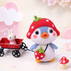 아트조이 DIY 양모펠트 키트, 1세트, 딸기펭귄