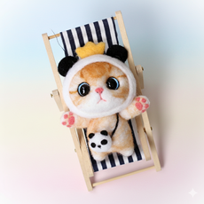 아트조이 DIY 양모펠트 키트, 1세트, 판다고양이