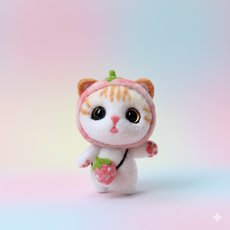 아트조이 DIY 양모펠트 키트, 1세트, 핑크딸기고양이