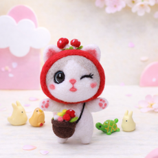 아트조이 DIY 양모펠트 키트, 1세트, 버섯고양이