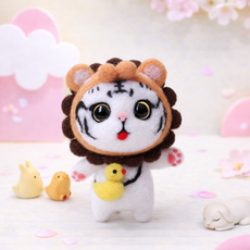 아트조이 DIY 양모펠트 키트, 1세트, 사자고양이