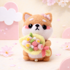 아트조이 DIY 양모펠트 키트, 1세트, 앉은 시바(꽃다발