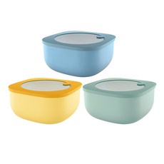 guzzini 常鮮盒淺身三件組 耐熱耐冷 適用冷藏冷凍微波 創新生物塑膠 可再生材料 質感設計 耐用不易破裂, 大(1.9L) + 中(975ml) + 小(450ml), 1組