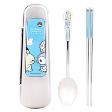 LiLFANT 寶可夢超級清潔全不鏽鋼餐具盒, 勺子+筷子+箱子, 混色, 1組