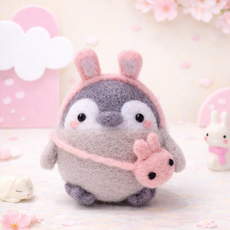 아트조이 DIY 양모펠트 키트, 1세트, 토끼머리펭귄