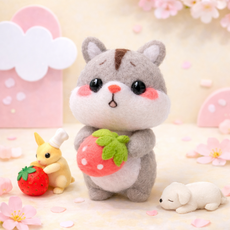 아트조이 DIY 양모펠트 키트, 1세트, 핑크딸기햄스터