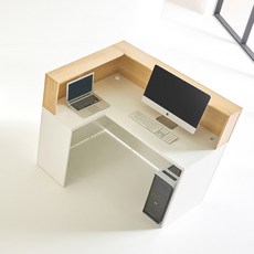 필웰 무노 카운터 ㄱ자 안내데스크 1200 우측 방문설치, 내추럴오크 + 화이트