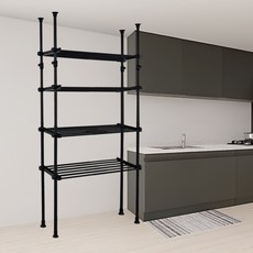 GAHWA HOME SYS. 寬度可調節2層大容量雙桿置物架衣架 N3LB4040, 黑色