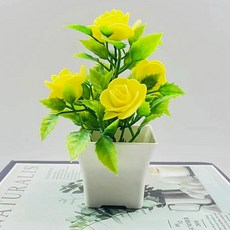 디어모모 플랜테리어 소형 미니어쳐 조화 화분, 옐로우, 1개