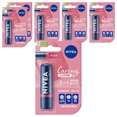 NIVEA 妮維雅 香榭紅唇輕吻護唇膏, 4.8g, 6支, 水光玫瑰粉