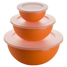 omADA 抗菌收納碗 + 組合蓋 Set 橘色 尺寸26.5CM+20CM+13.5CM 容量3.5L+1.7L+0.5L, 1組