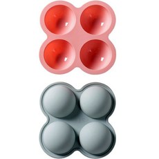 4格矽膠半球形模具 6.7cm 2入, 1套, 藍色, 粉色