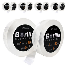 Gorilla 透明凝膠 矽膠防水大容量雙面膠帶 厚度1mm x 寬度30mm x 總長5m, 10個