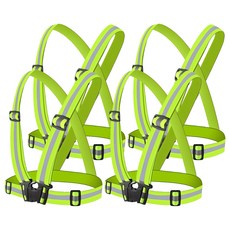 X밴드 반사 안전조끼, 형광그린, 4개
