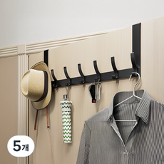 일상포인트 14구 도어 행거 후크 옷 걸이, 블랙, 5개