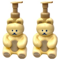沐慕家居 分裝起泡瓶熊熊款, 高20cm 塑膠材質, 奶白色, 2個