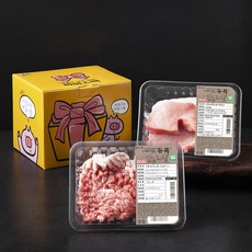 도뜰 무항생제 인증 듀록 눈꽃 목심 500g + 뼈 등심 600g 간편 선물세트 (냉장), 1세트