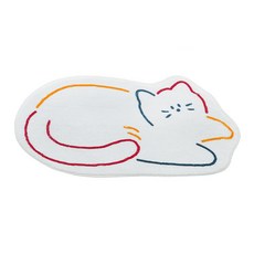 沐慕家居 羊羔絨 防滑地墊 小貓 聚酯纖維, 79 x 48cm