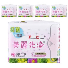 長榮生醫 FC美麗先淨天然草本抑菌 日用衛生棉 護翼型, 5包, 24.5cm, 8片