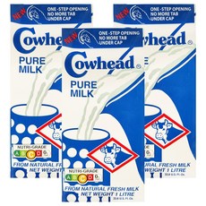 Cowhead 田園全脂保久乳 營養豐富 口感香醇 全家共享, 1L, 3瓶