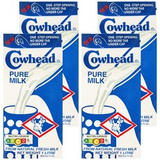 Cowhead 田園全脂保久乳 營養豐富 口感香醇 方便儲存, 1L, 4瓶