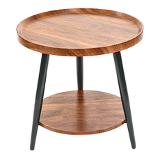 FAmILyLIFE 生活 Carmel雙層圓形茶几 50公分 WO-005-WA 直徑50 x 高48.5cm 4.8kg, 胡桃木