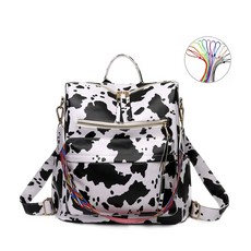 Liz Jainy 女用復古皮革後揹包, 19 乳牛純白