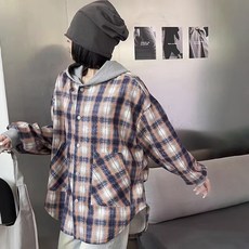 어썸풀 여성용 픽스 체크 후드 셔츠 A24WST100904