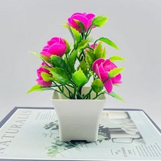 디어모모 플랜테리어 소형 미니어쳐 조화 화분, 핑크, 1개