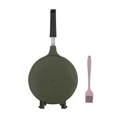 PAllAS 特大款鬆餅烤盤 IH感應爐適用 綠色+矽膠油刷 粉色, 1套, 21厘米