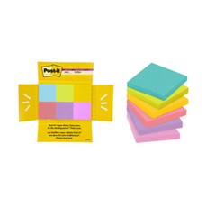 3M Post-it 利貼 強力黏性便條紙 6入組, 6個, 1組, 混合顏色
