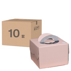 1號蛋糕盒(含底座套組), 粉彩粉紅色 + 白色, 10套