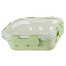 Kinyo 清透耐熱玻璃保鮮盒 新芽綠 370ml, 1入, 1個