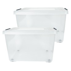 스페이스에디터 투명 베이직 특대형 리빙박스, 다크블루, 2개