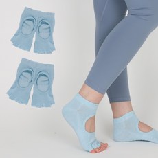 Elsso 防滑瑜珈皮拉提斯露趾襪2雙組