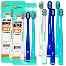 AKei. Living Hybrid 雙層刷毛薄荷黑炭牙刷3件組, 3入, 2個