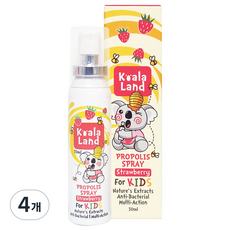 코알라랜드 어린이용 수용성 프로폴리스 스프레이 딸기맛, 4개, 30ml