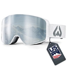 WILDHORN 美國滑雪隊官方供應商 Pipeline 磁吸式雪鏡, 極地白 銀色, 1個