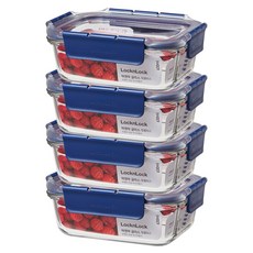 LocknLock 樂扣樂扣 頂級透明耐熱玻璃保鮮盒 630ml, 4入