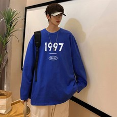 jachwnamnyeo 男款寬鬆版圓領長袖T恤
