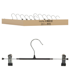 mohe 木暉居家 可調節無痕防滑帶夾褲裙架 43 x 23 x 0.6cm 90g 20入, 黑色, 1組