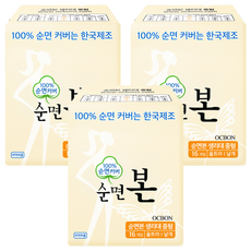 유기농본 순면본 생리대 날개형, 중형, 16개입, 3개