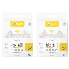 NiceU 極細1.5mm酵素消臭豆腐貓砂, 6L, 2袋, 原味