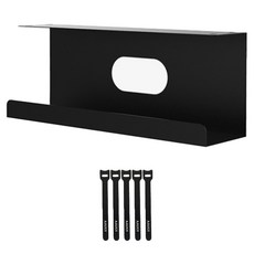 AUX 免鑽孔電源延長線收納架 + 束線帶 5條, 黑色, 1組