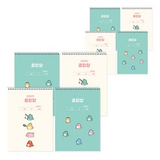 POPO FANCY 2000 犀牛簡約綜合筆記本, 8個, 象牙白 + 薄荷綠