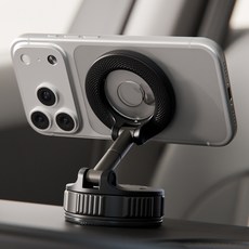 SINJIMORU MagSafe 360度 M型旋鈕氣囊折疊式真空吸附車用支架, 黑色, 2個