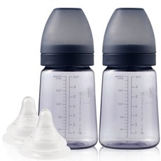 Mother K Basic PPSU 奶瓶 180ml 雙裝+奶嘴 2p 套裝, 第一階段, 深藍色, 180毫升
