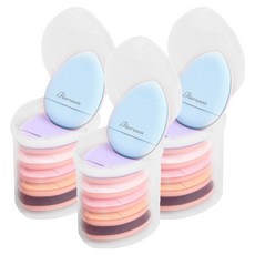 TTERUWA 超服貼迷你手指粉撲 水滴型氣墊 6入 + 收納盒, 混和色, 3個