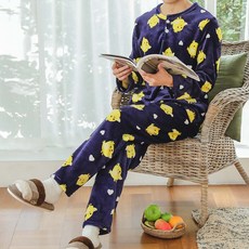 GLAM GONGGAM 男款仿貂絨小雞2睡眠睡衣圓領兩件式套裝